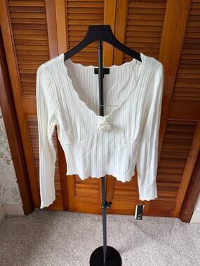 NWT BCX Off White Ribbed Long Sleeved Sweater sz XL